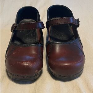 Sanita Brown Leather Mules with Strap